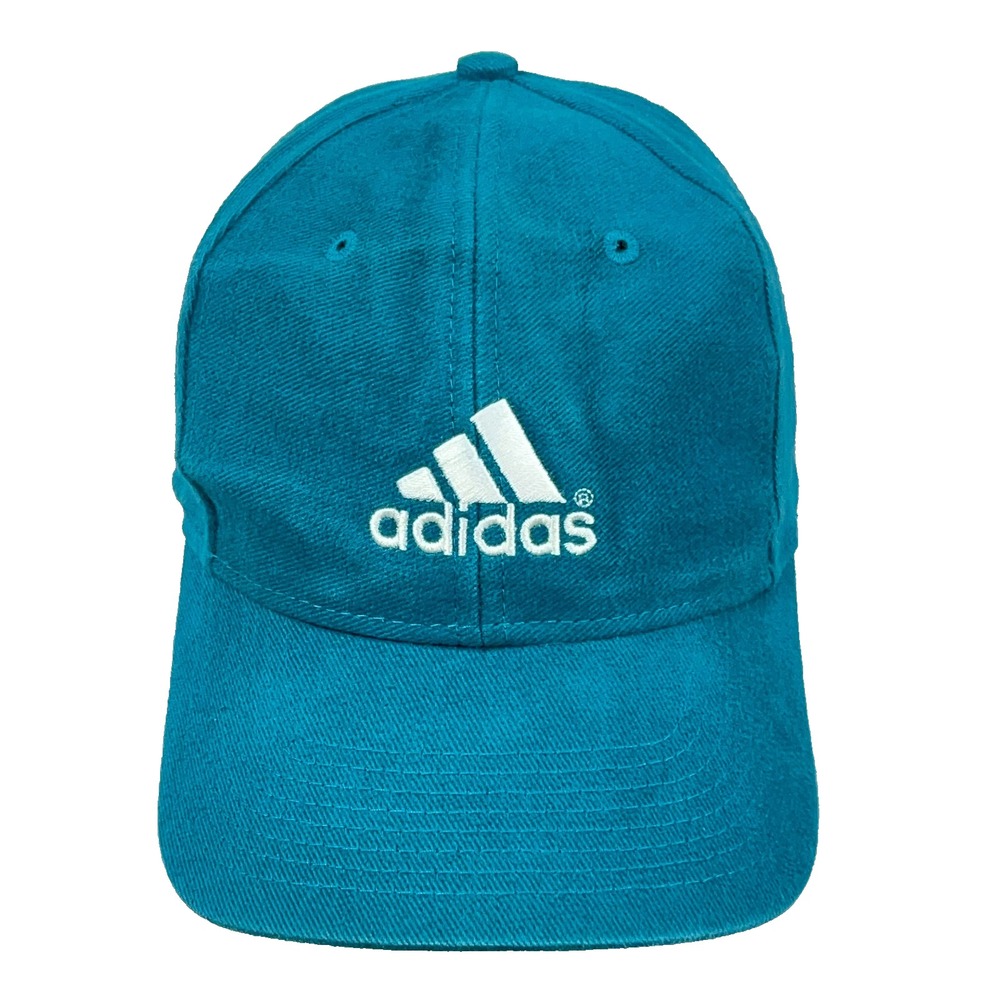 Vintage Adidas Hat Cap Snapback Teal White 90s Y2K Adjustable Baseball Sport